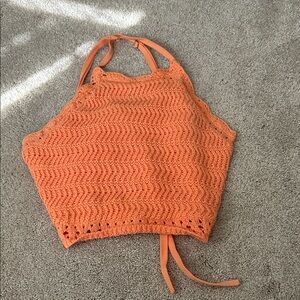 Hollister Orange Crochet Tank Top